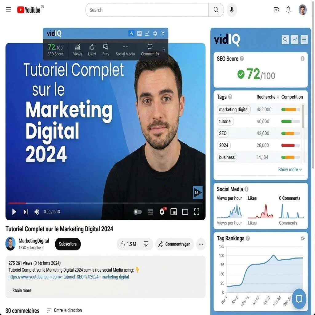 [Extension vidIQ sur YouTube]