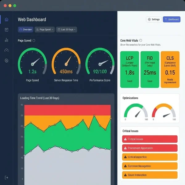 Dashboard de suivi des métriques Core Web Vitals