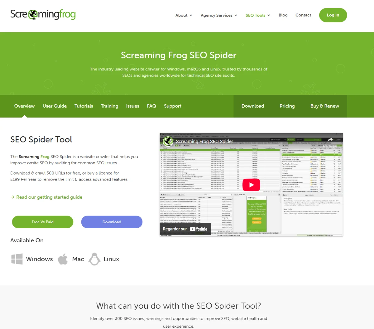 Screaming Frog SEO Spider analysant la structure d'un site web