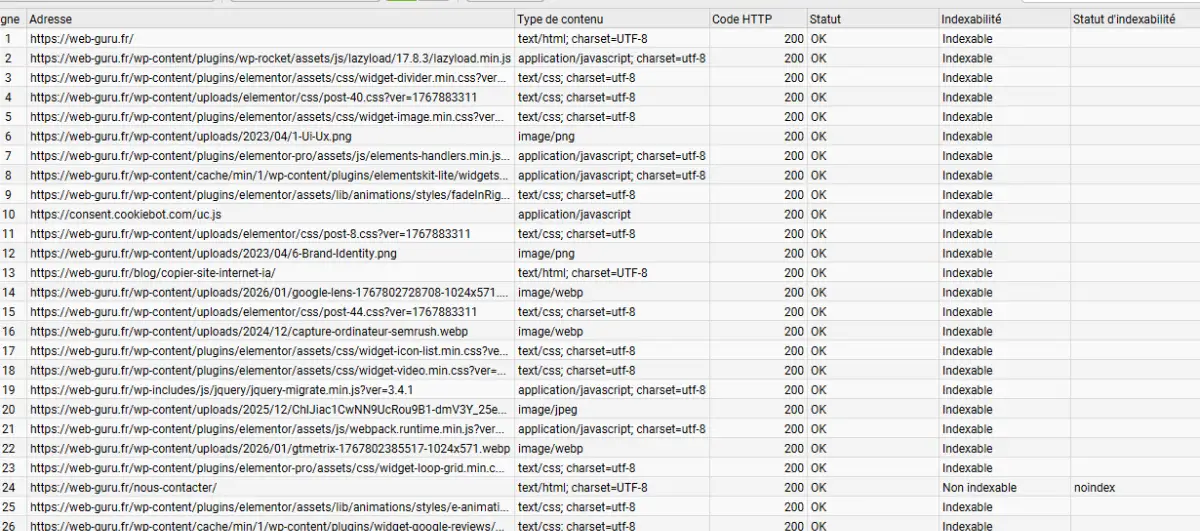 [Audit e-commerce Screaming Frog]