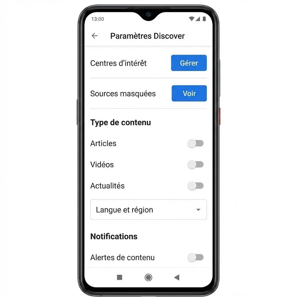 [Paramètres Google Discover]