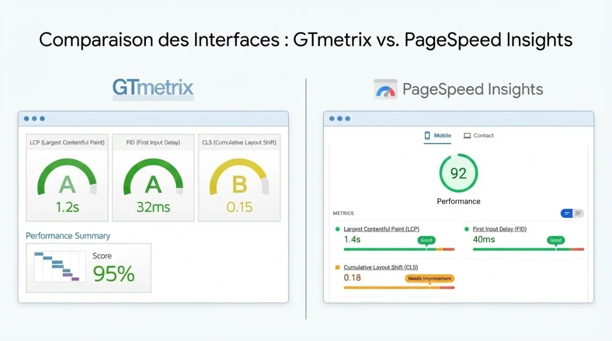 [Comparaison GTmetrix vs PageSpeed]