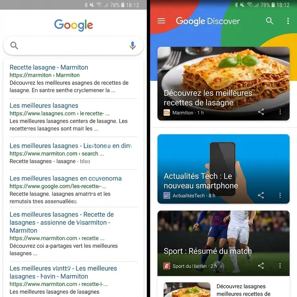 [Comparaison recherche Google vs Discover]