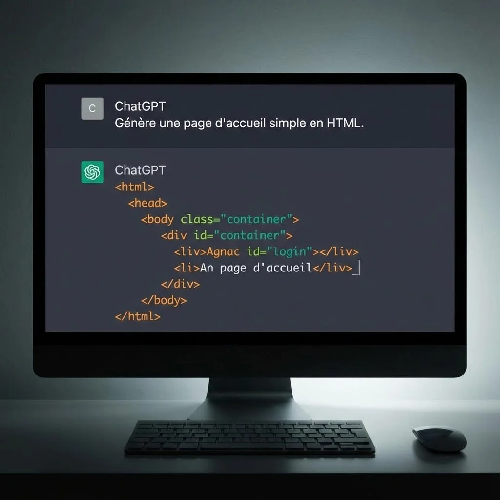 [ChatGPT créant du HTML pour site web]