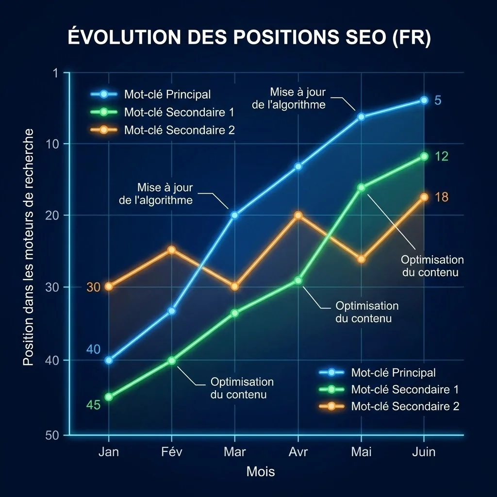 [Évolution positions SEO]