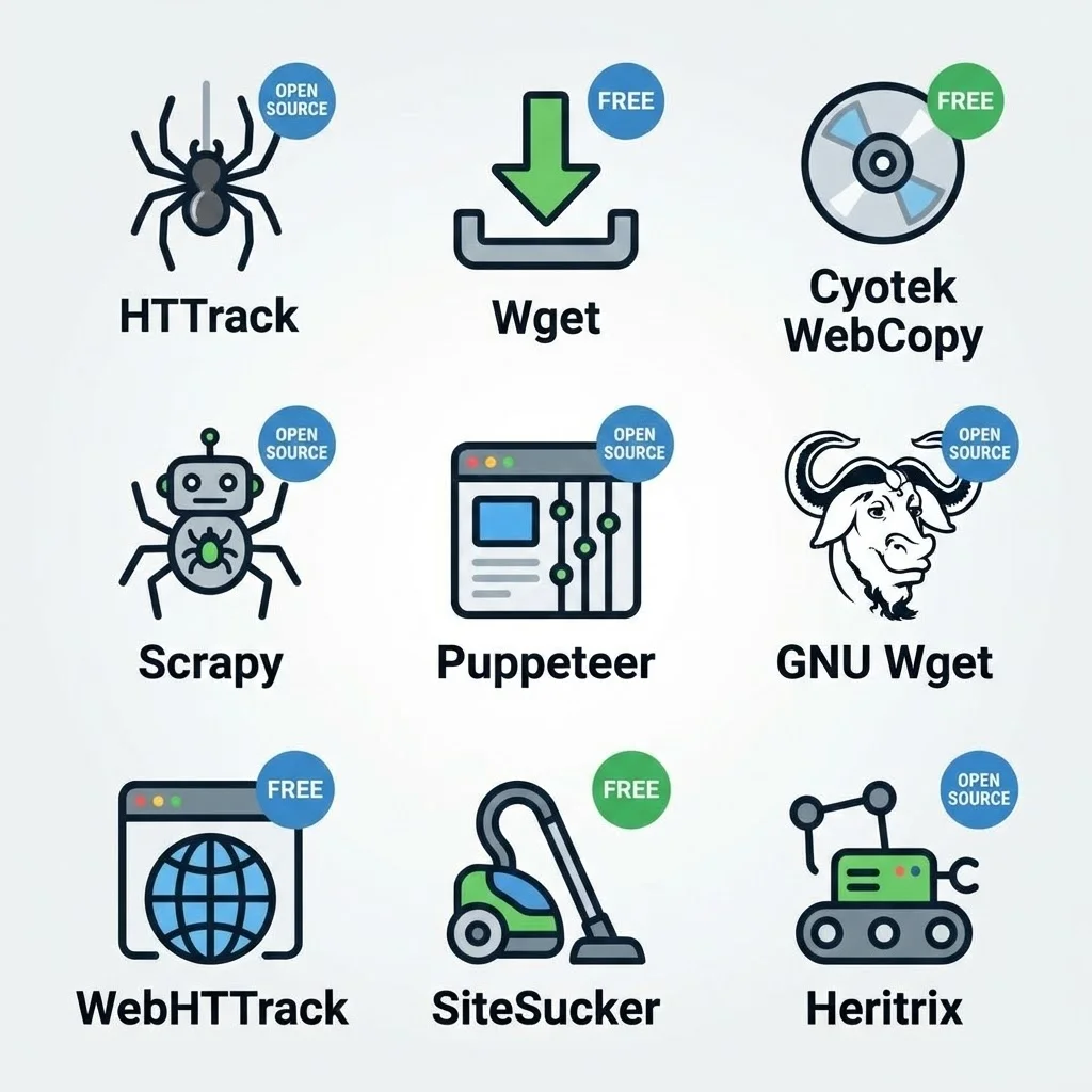 [Logos outils gratuits de clonage web]