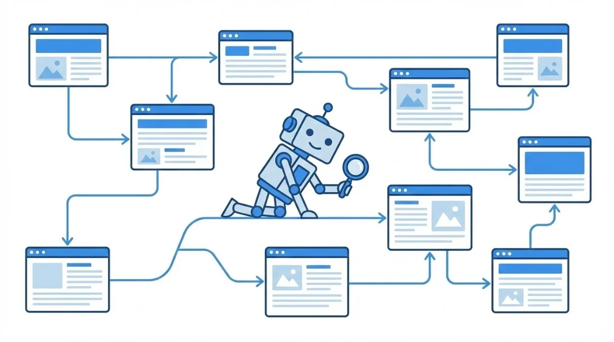 [Robot crawler parcourant des pages web]