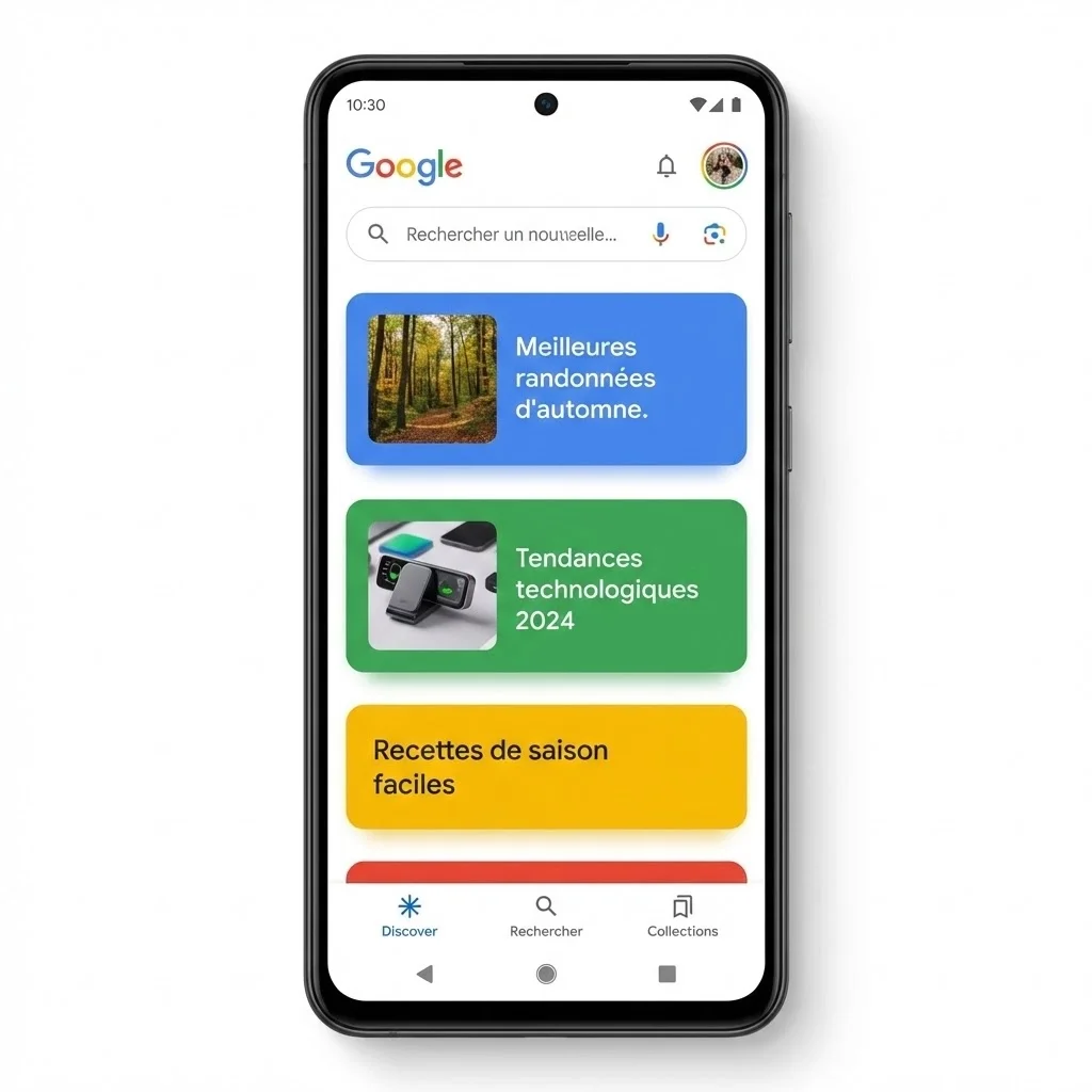 [Interface Google Discover sur smartphone]