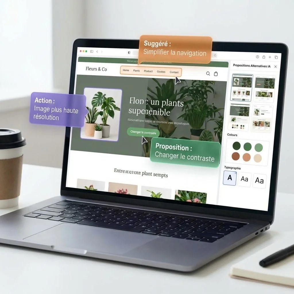 [Interface IA avec suggestions de redesign]