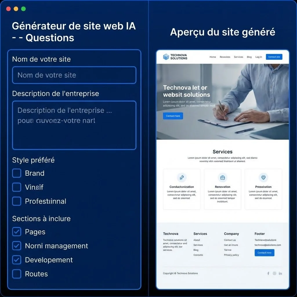 [Interface générateur de site web IA]