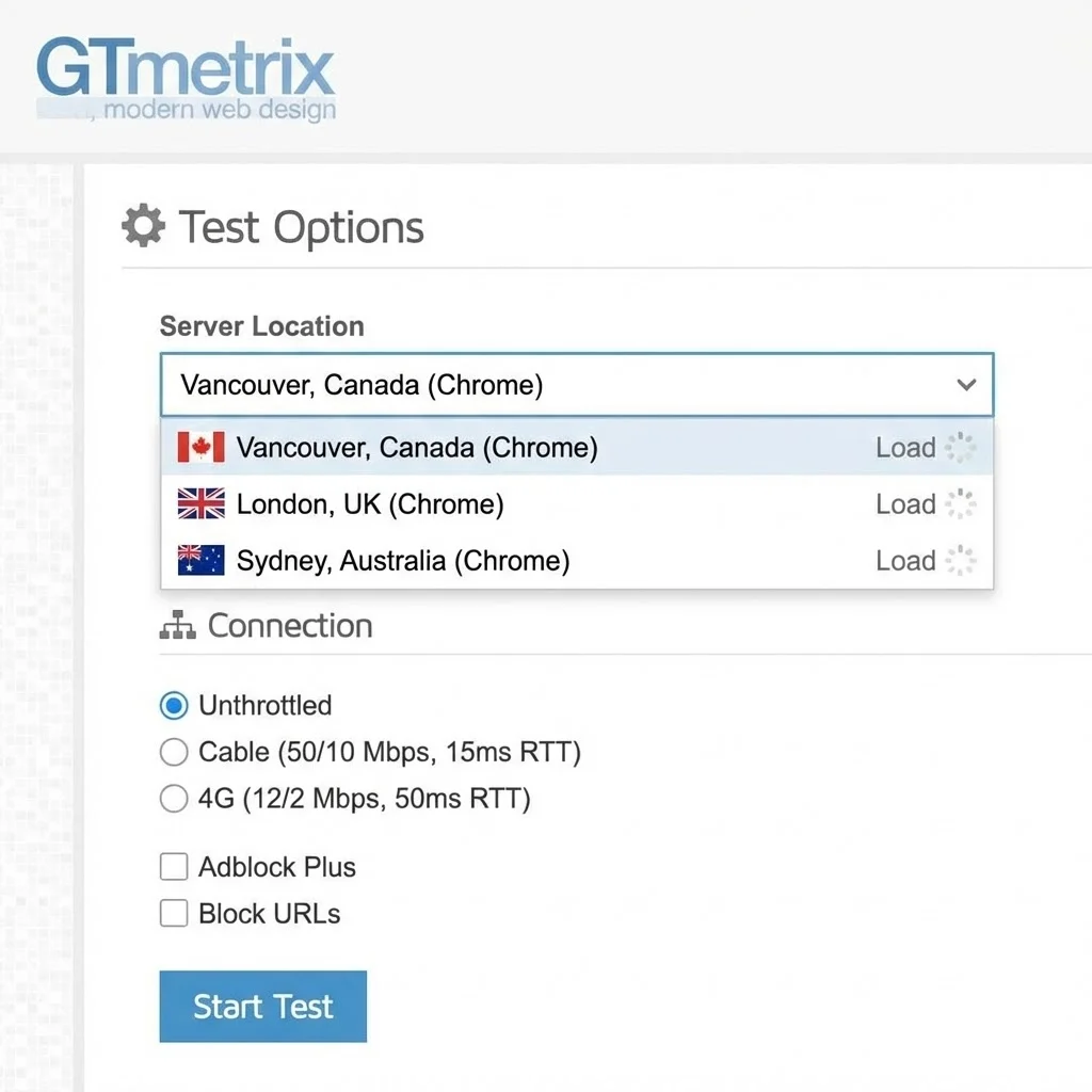 [Options configuration GTmetrix]