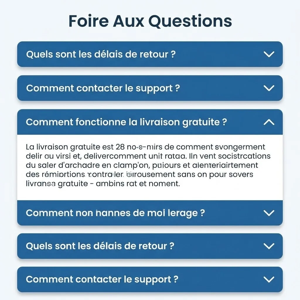 [Section FAQ avec accordéon]