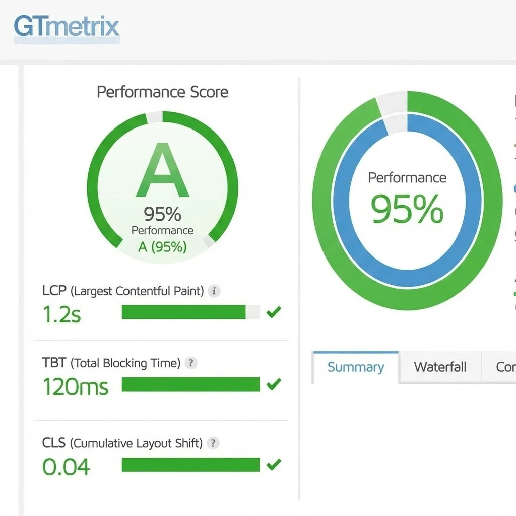 [Tableau de bord GTmetrix score A]